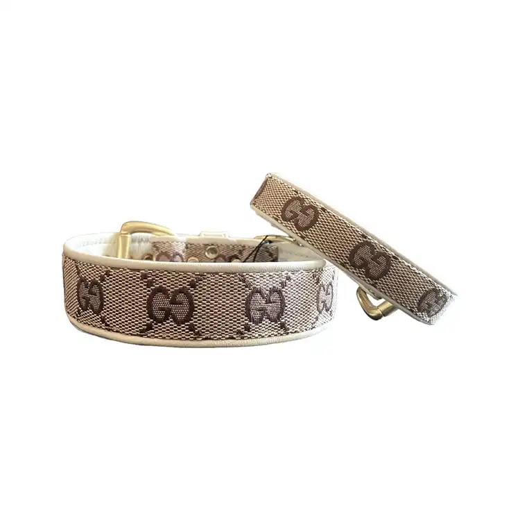 RePurposed Luxury | GG Hundhalsband, Beige - XLarge