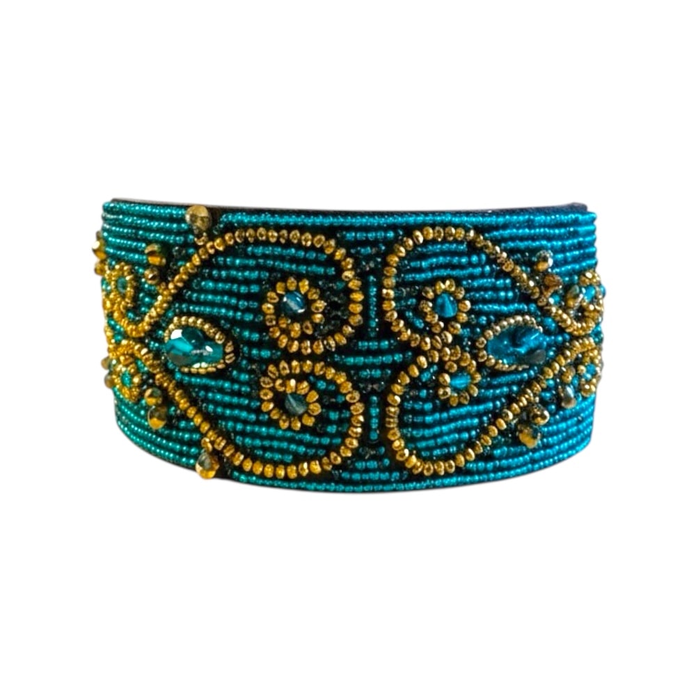 Simo Milano | Lyxigt Pärlat Vinthundshalsband, Grön - Medium