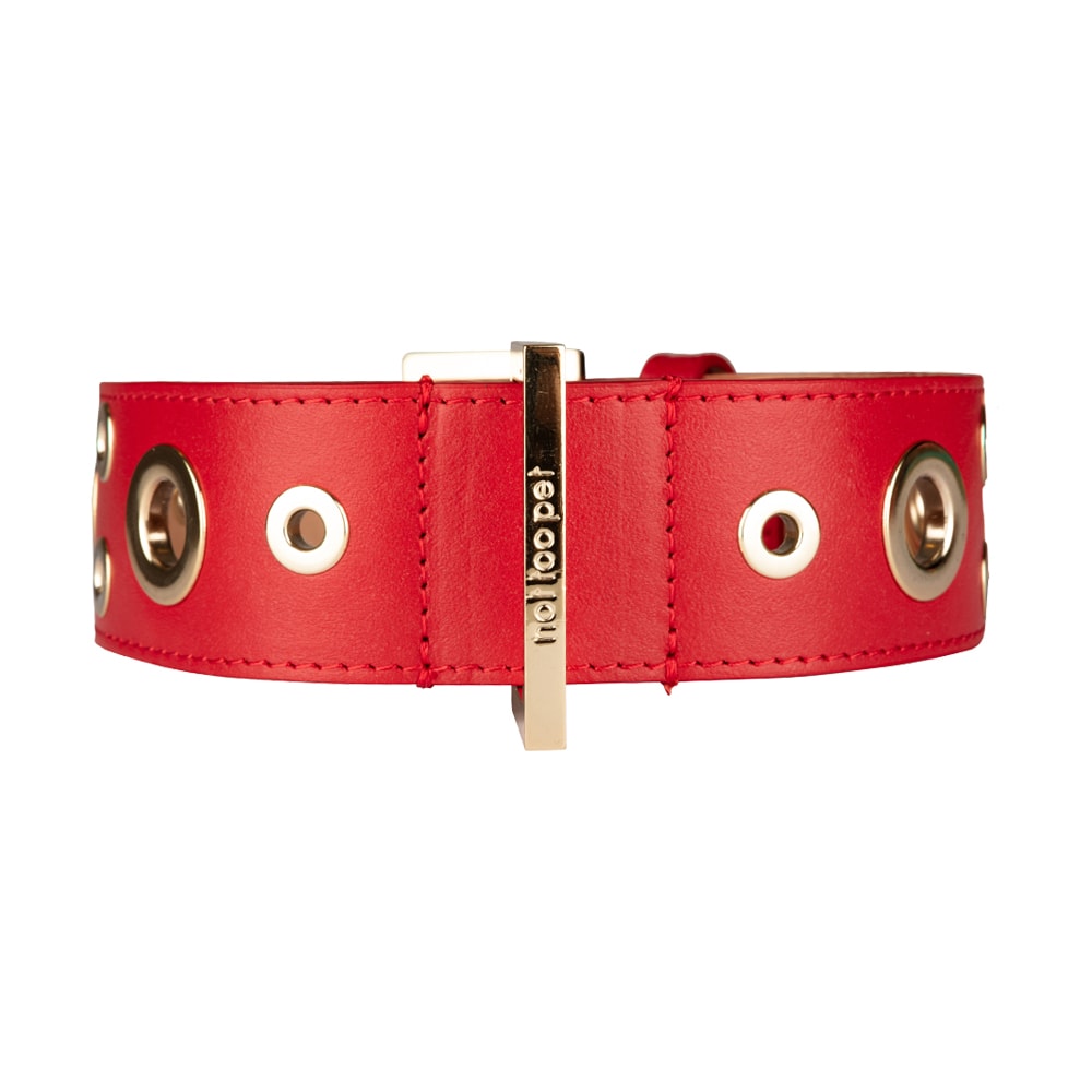 not too pet | Exklusivt Wide Hollow Hundhalsband, Röd - 2XL
