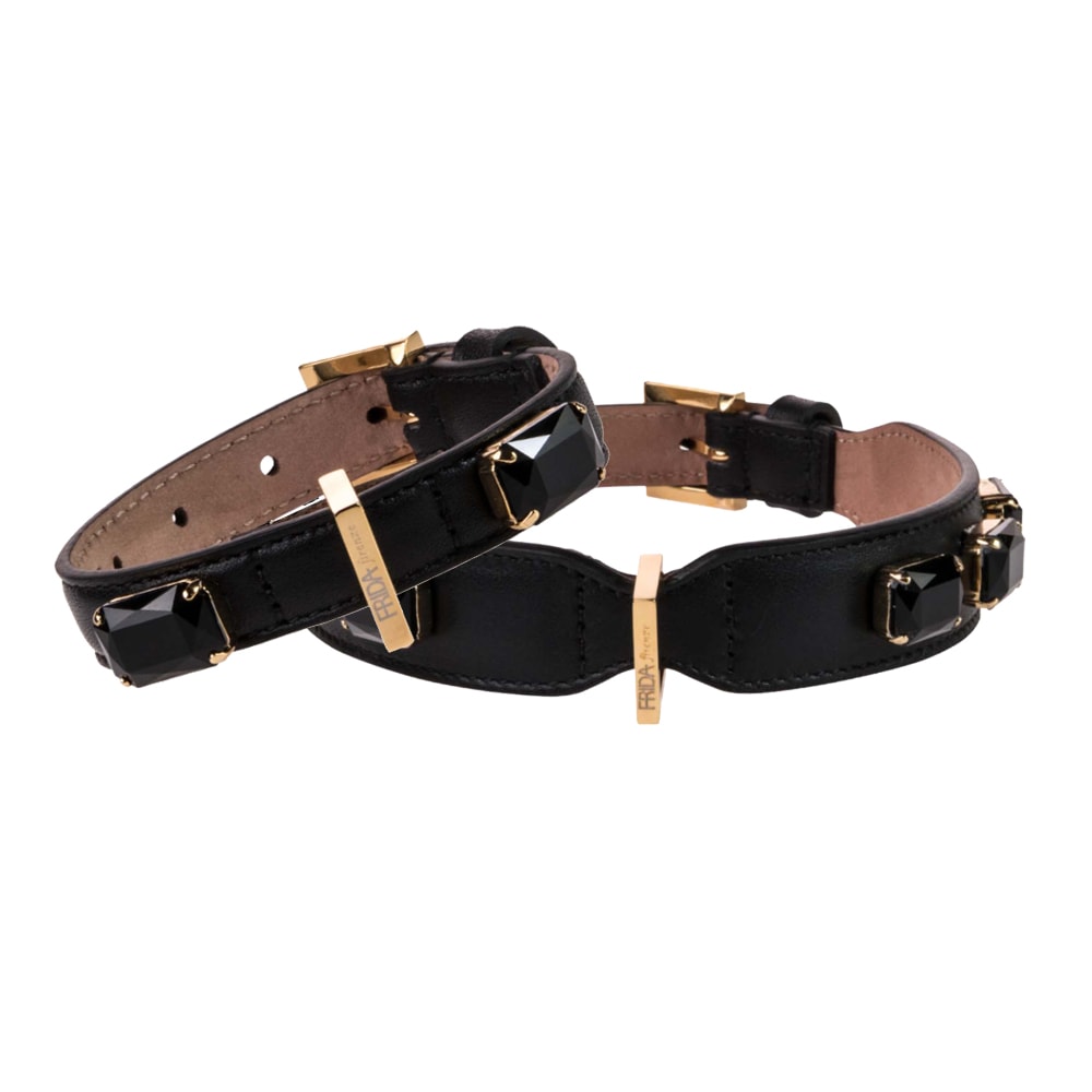 FRIDA firenze | Exklusivt Jewel Hundhalsband, Svart - X-Small