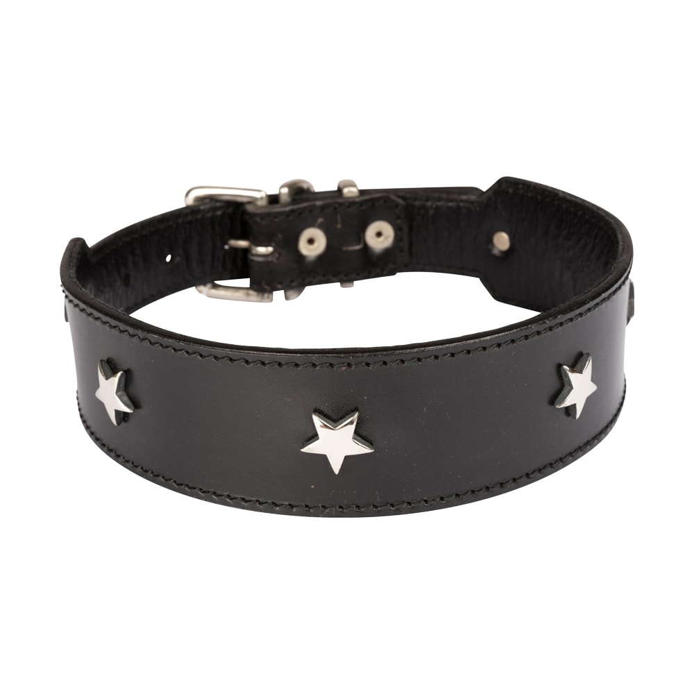 Diamond Dogs | STAR Wide Hundhalsband, Svart/Silver - XLarge