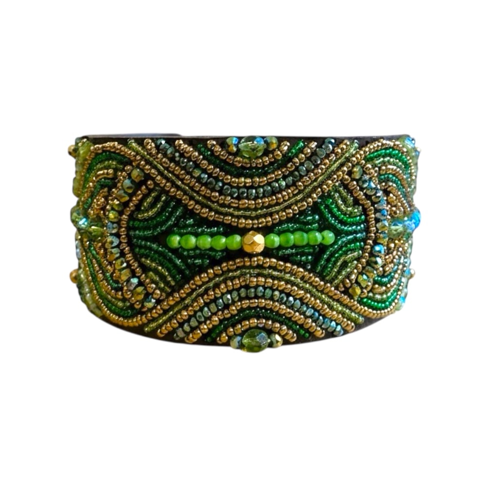 Simo Milano | Exklusivt Pärlat Vinthundshalsband, Grön - Large