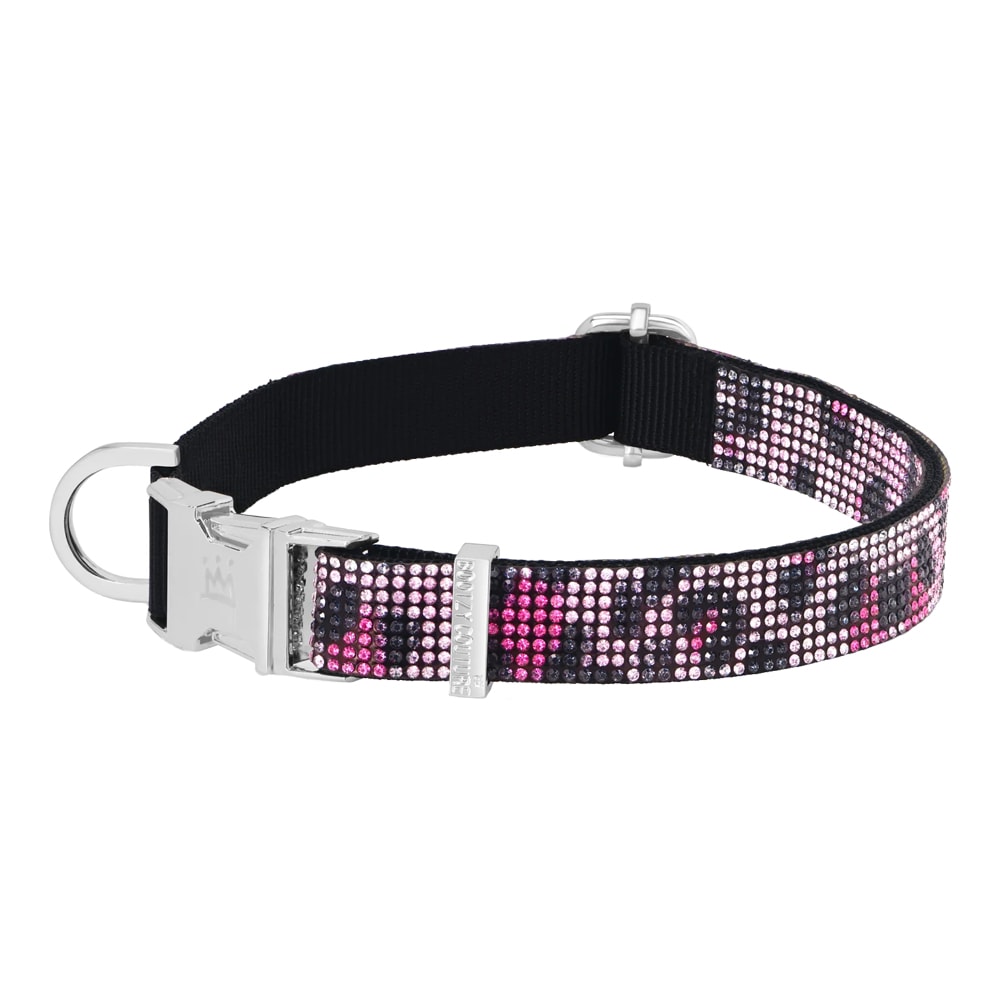 Bootzy Couture | Basic Bitch Justerbart Hundhalsband, Rosa Leopard - Large