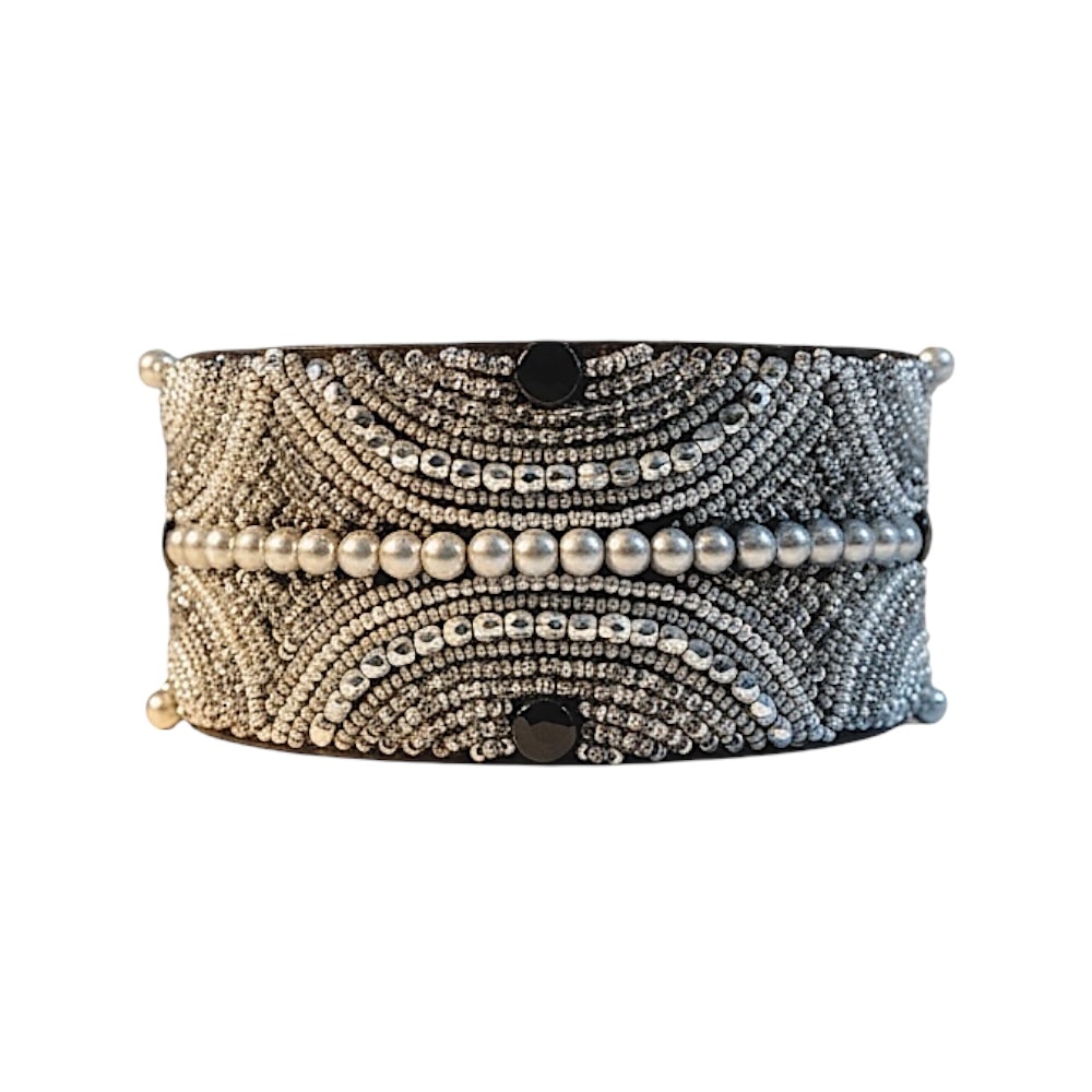 Simo Milano | Exklusivt Pärlat Vinthundshalsband, Silver - Large