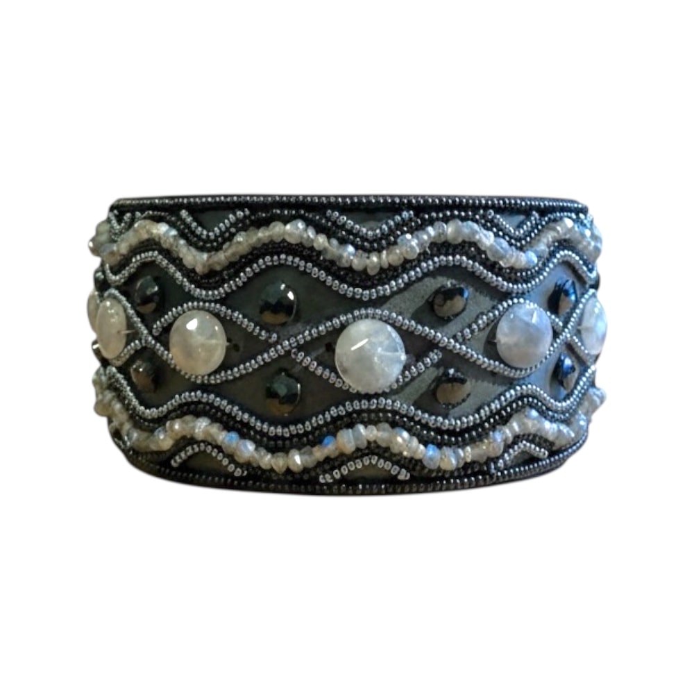 Simo Milano | Exklusivt Pärlat Vinthundshalsband, Svart - Large