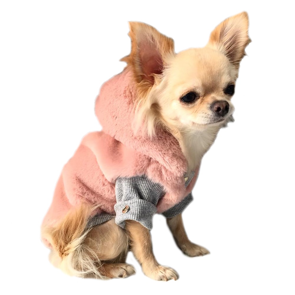 not too pet | Exklusiv Faux Fur Hundjacka, Rosa - Large
