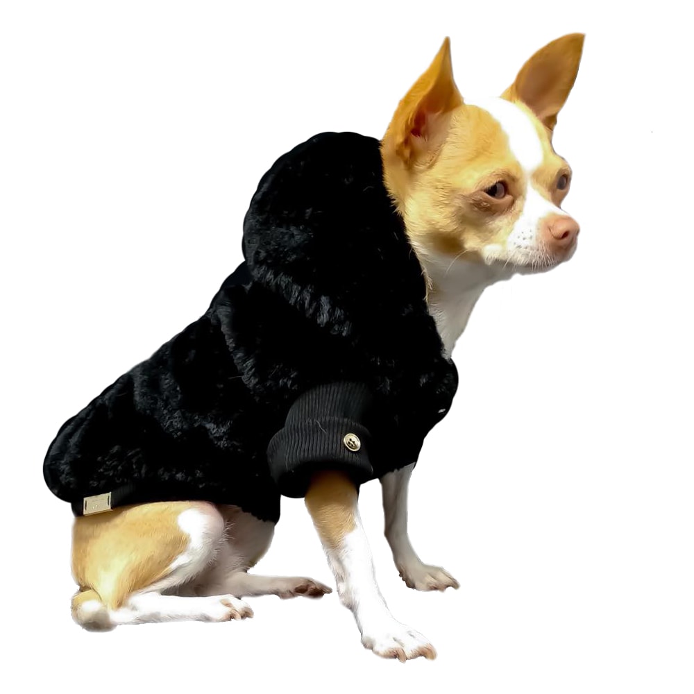 not too pet | Lyxig Faux Fur Hundjacka, Svart - X-Large