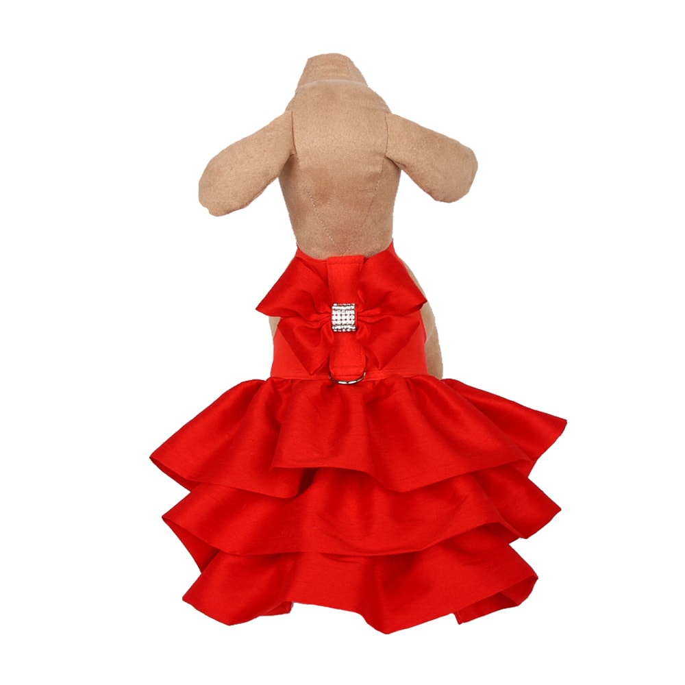 Susan Lanci | Lyxig Hundklänning i Ultrasuede® och Siden, Röd - Medium