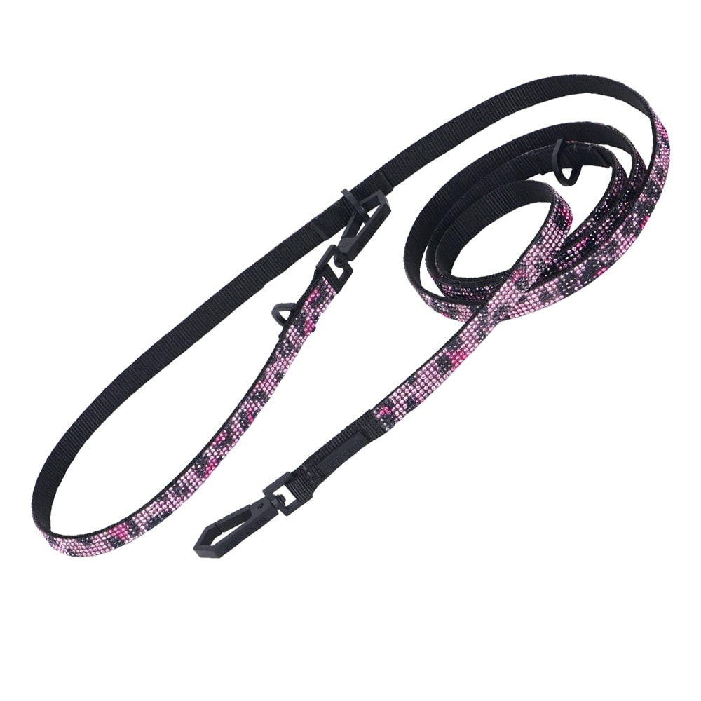 Bootzy Couture | Do the Stroll Glittrande Hundkoppel, Rosa Leopard