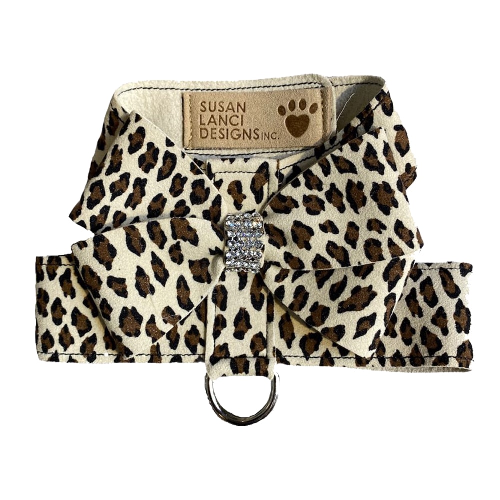 Susan Lanci | Ultrasuede® Swarovski Hundsele, Beige Leopard - X-Small
