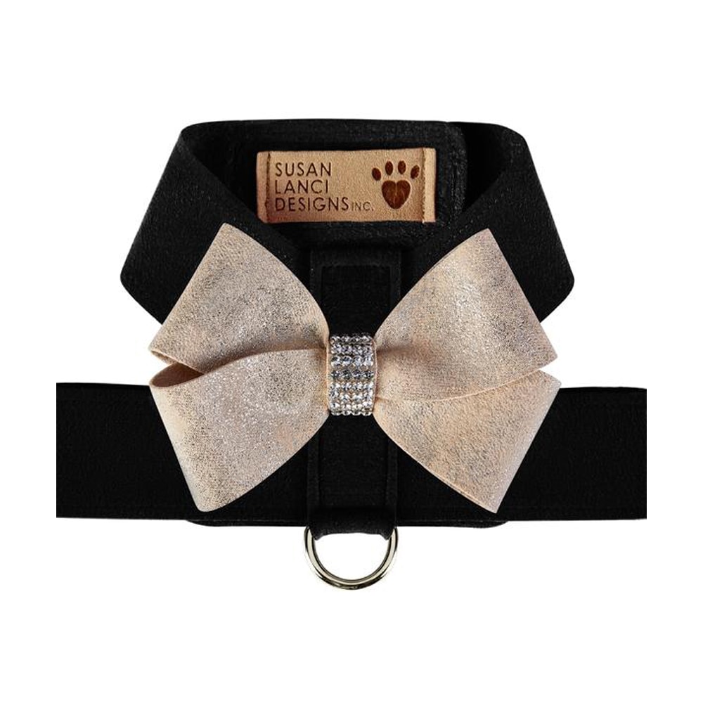 Susan Lanci | Glitzerati Ultrasuede® Swarovski Hundsele, Svart/Guld - X-Small