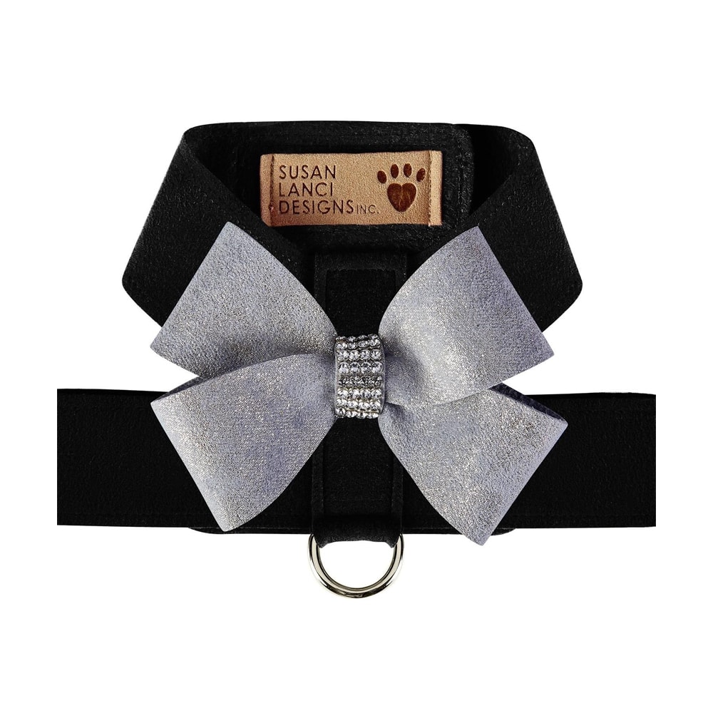 Susan Lanci | Glitzerati Ultrasuede® Swarovski Hundsele, Svart/Platinum - Small