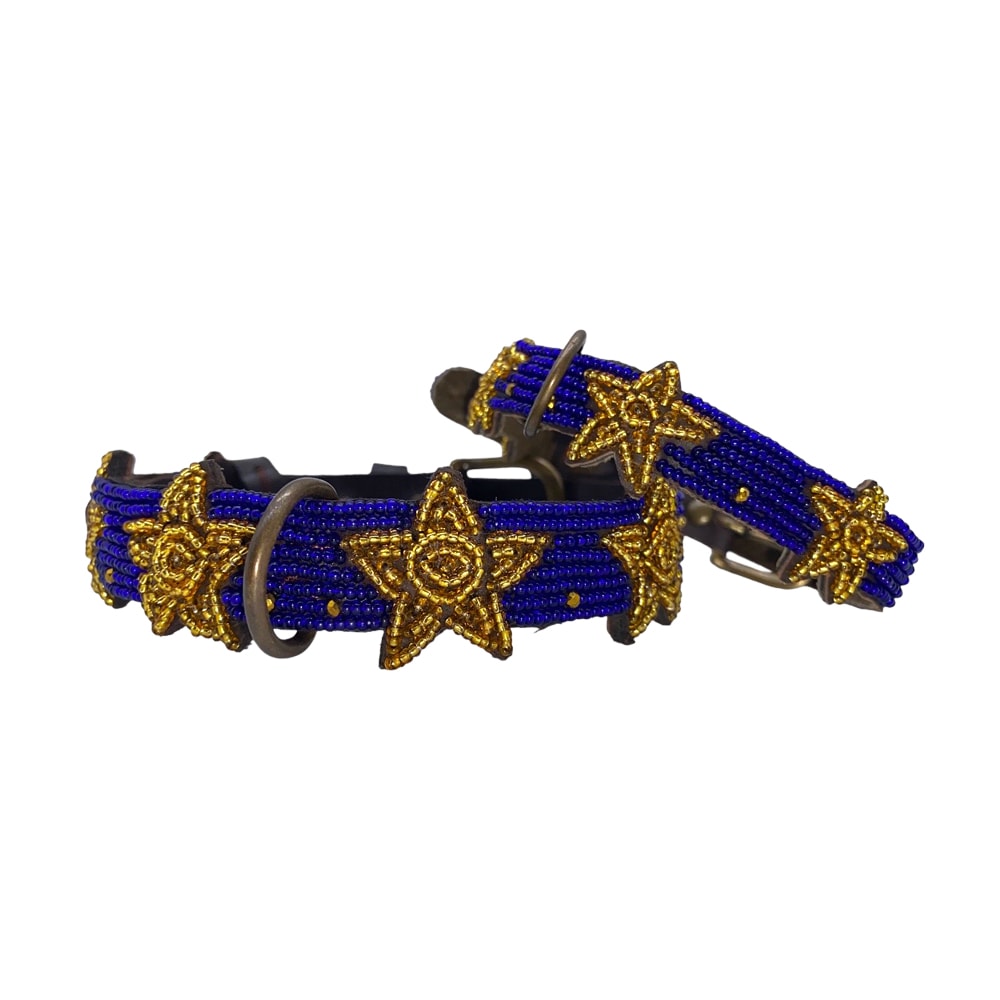 Simo Milano | Handgjort Pärlat Hundhalsband, Stars - Large
