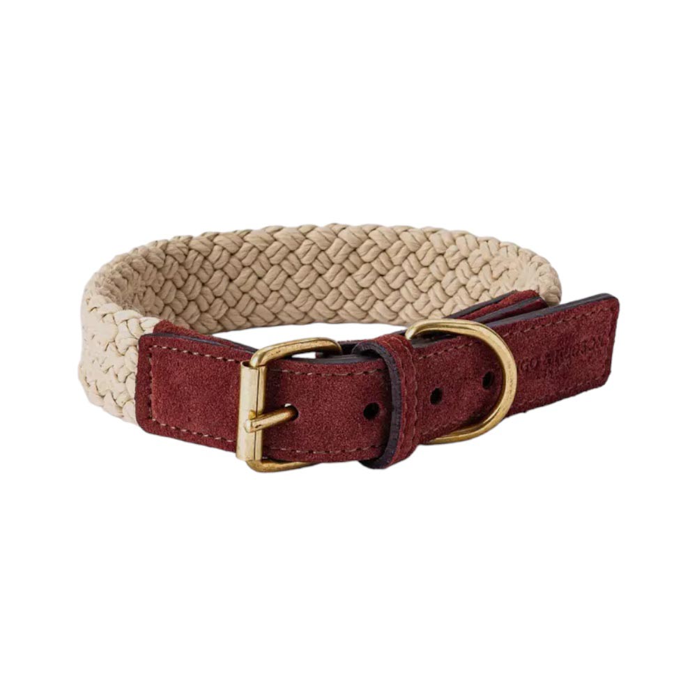 Hugo & Hudson | Flätat Hundhalsband i Rep, Bourdaux Mocka - L/50