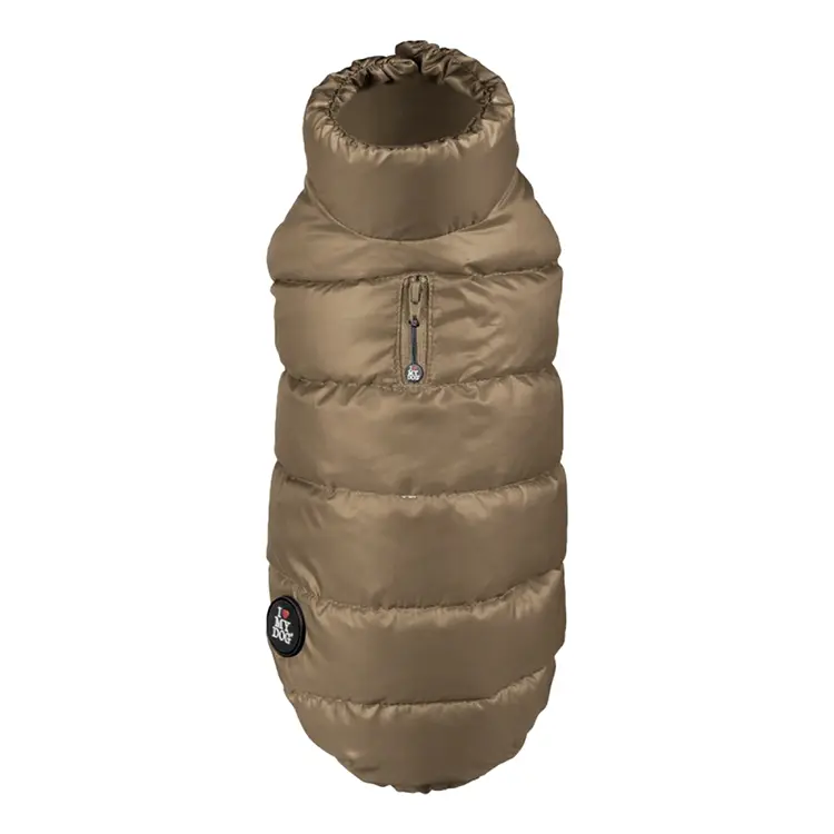 I Love My Dog | Lyxig Puffer-Hundjacka med Fiberdun, Beige - X-Large
