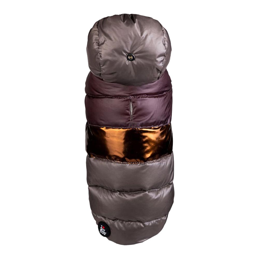 I Love My Dog | Lyxig Hundjacka med Äkta Dun, Brun/Metalic - XX-Large