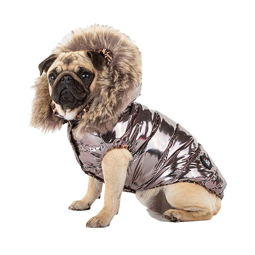 I Love My Dog | Lyxig Hundjacka med Äkta Dun, Bronz Metallic - X-Large