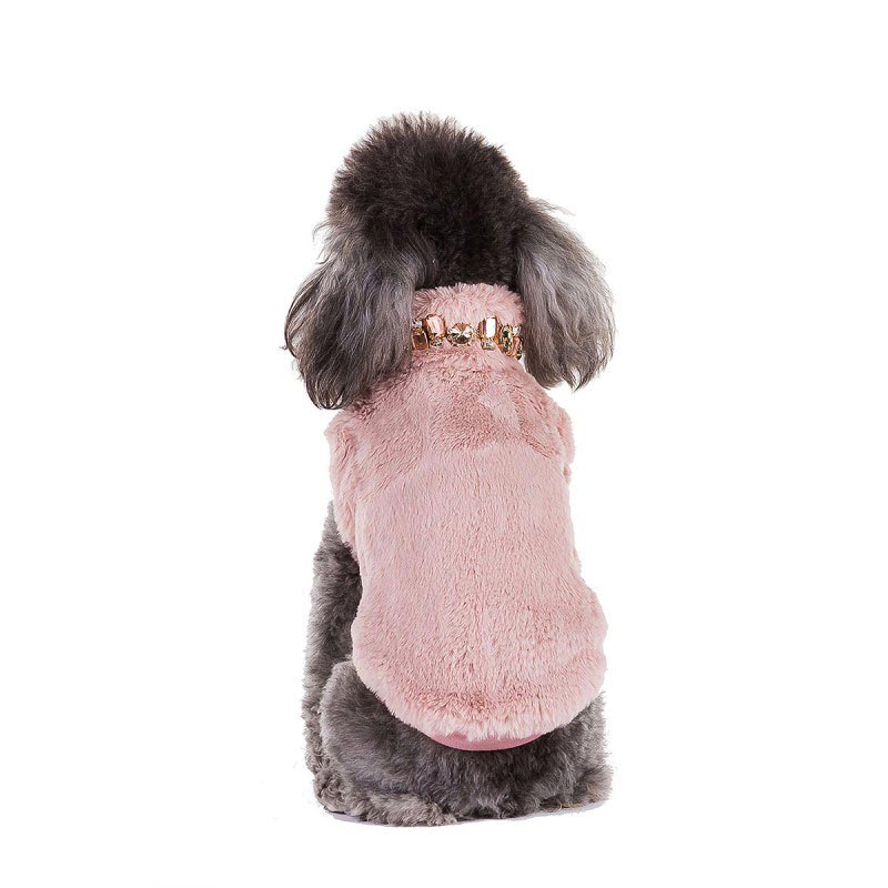 I Love My Dog | Lyxig Faux Fur Hundjacka, Rosa - Small