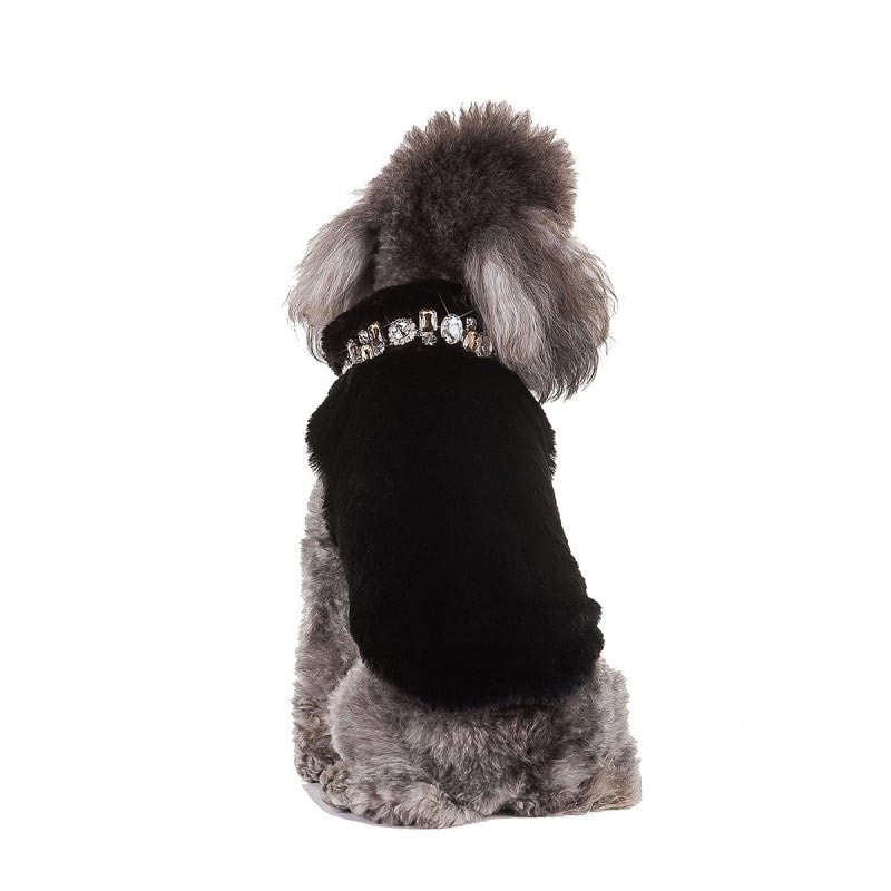 I Love My Dog | Lyxig Faux Fur Hundjacka, Svart - Large