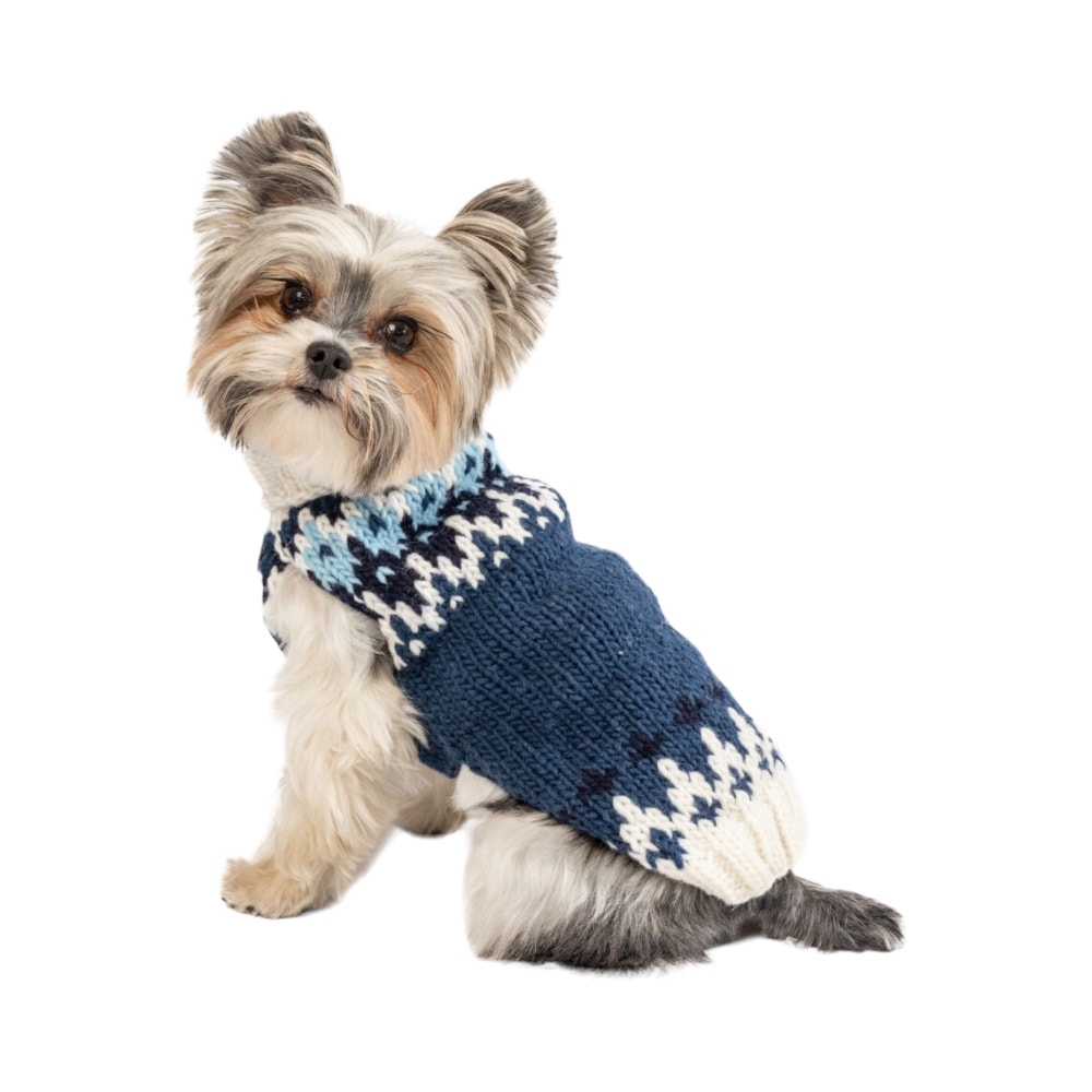 Chilly Dog | Handstickad Hundtröja i 100% Ull, Nordic Sea - Medium