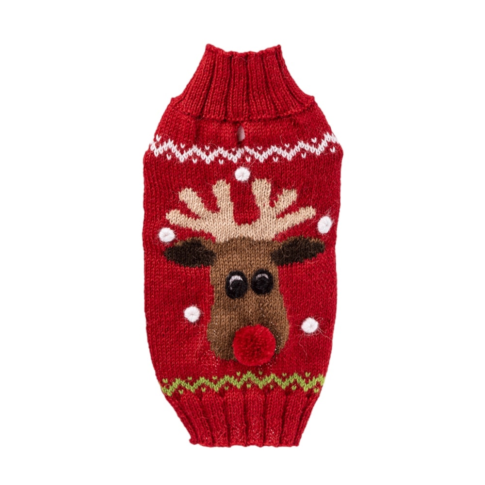 Alqo Wasi | Stickad Hundtröja i Alpackaull, Rudolf - XX-Small