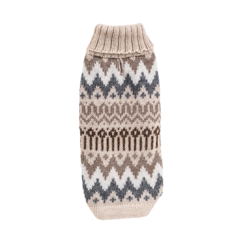 Alqo Wasi | Stickad Hundtröja i Alpackaull, Waves Beige - XX-Large