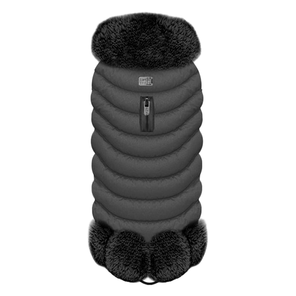 Milk & Pepper | Elegant Svart Hundjacka, Faux Fur - XL/38