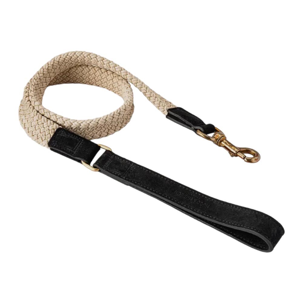 Hugo & Hudson | Flätat Hundkoppel i Rep, Svart Mocka