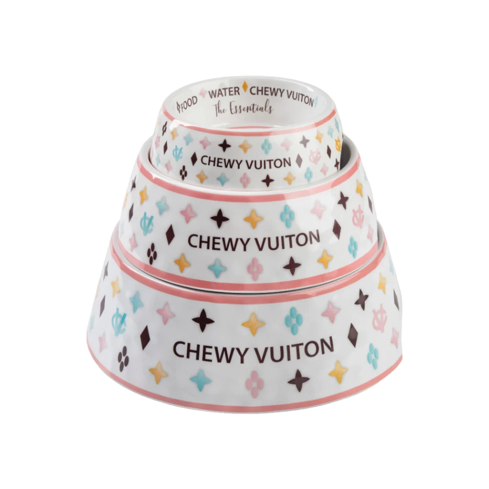 Haute Diggity Dog | Chewy Vuiton Hundmatskål, Vit - Large