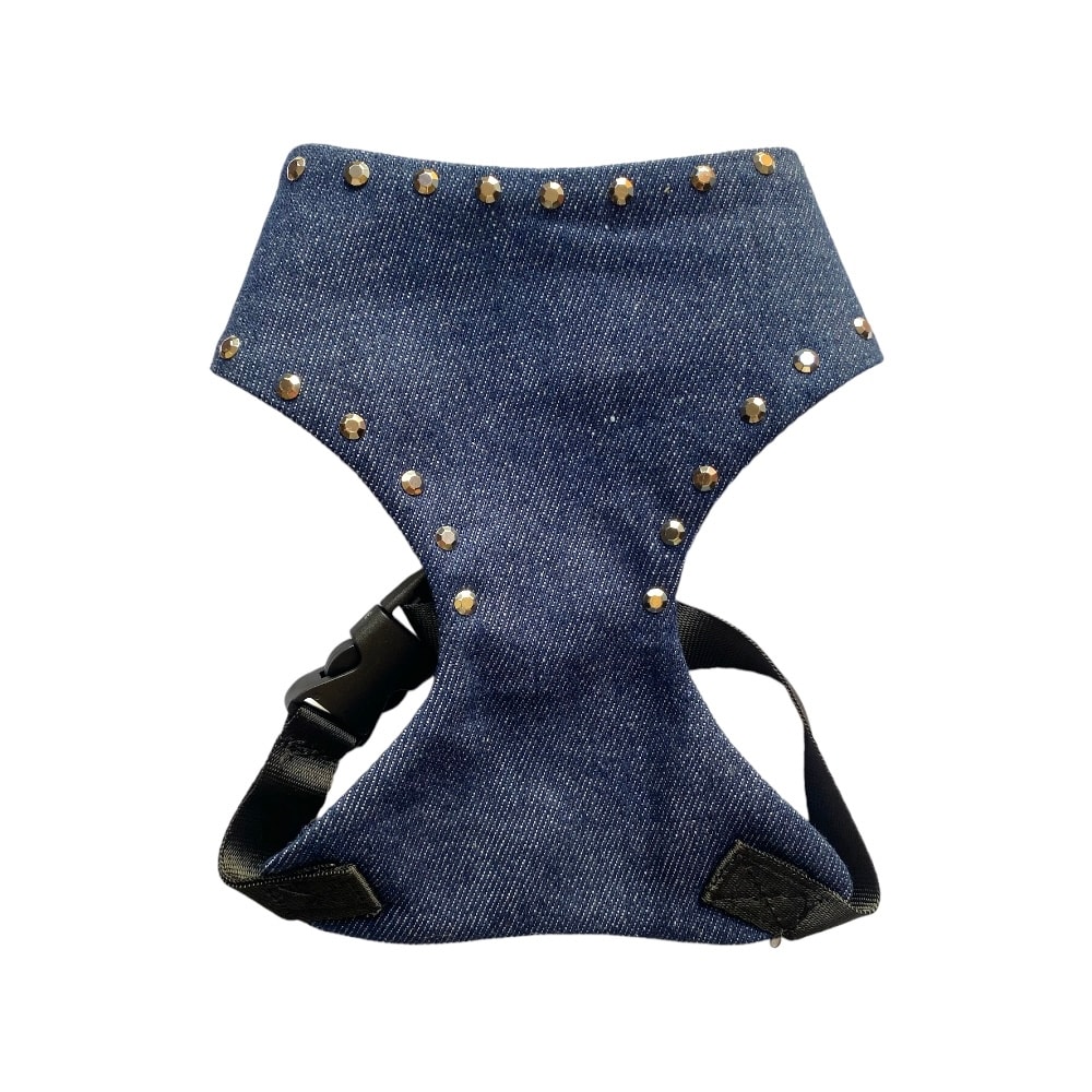 Sparkle Julle Design | Unik Handsydd Hundsele, Mörk Denim - Medium