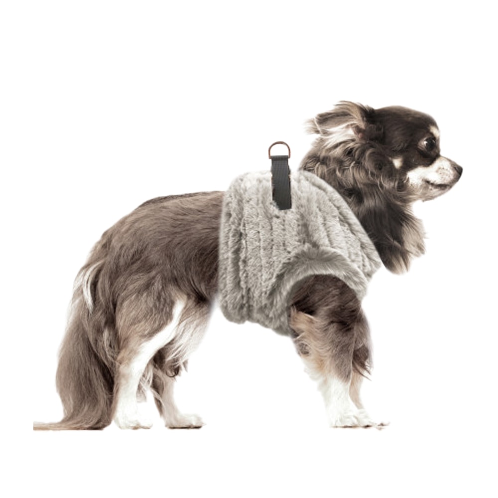 Milk & Pepper | Härligt Varm Step-In Hundsele, Grå Faux Fur - 54