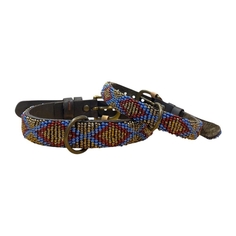 Simo Milano | Handgjort Pärlat Hundhalsband, African Sunset - Small