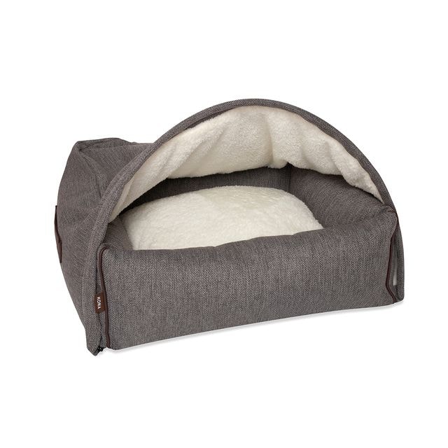 Kona Cave | Lyxig Snuggle Cave Hundbädd Herringbone, Grå - Large