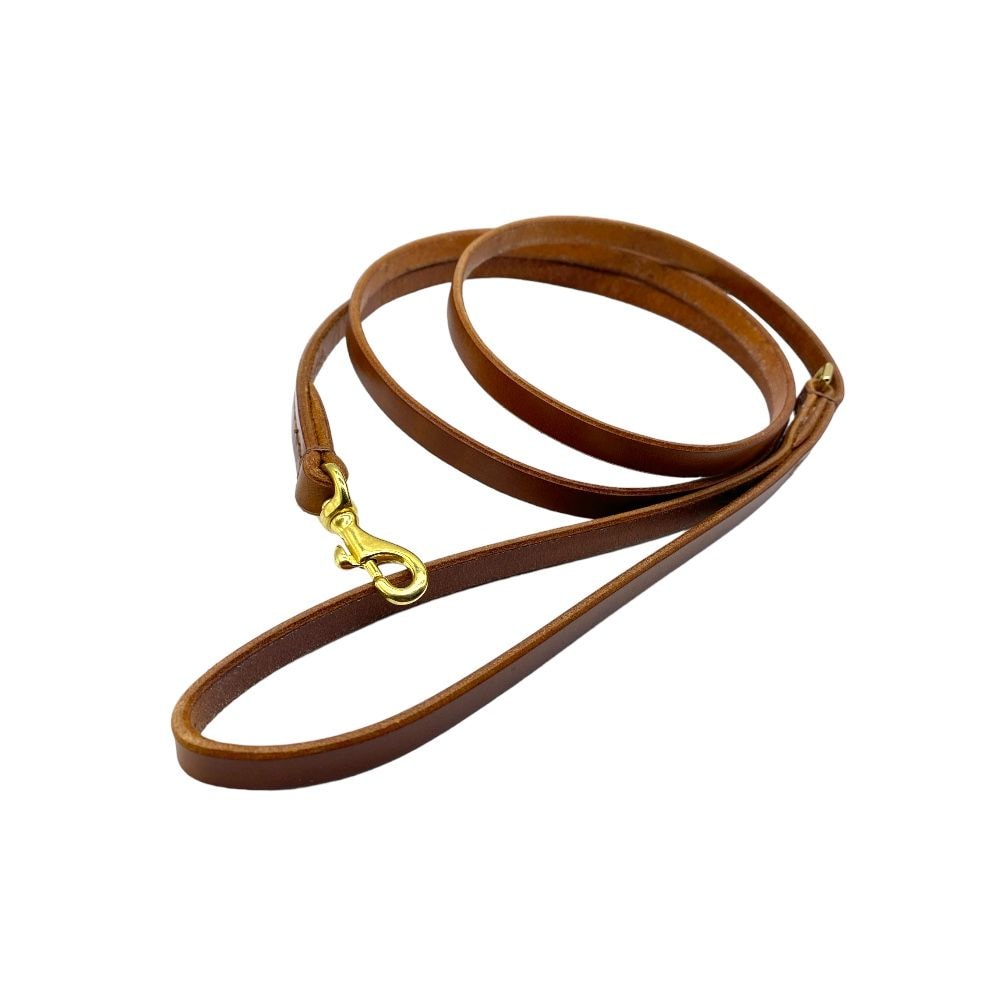 Handgjort Hundkoppel i Läder | Cognac - 180 cm | Regular Hake