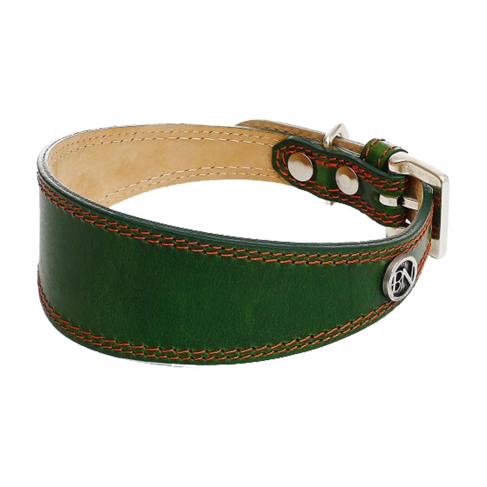 Bello di Nacci | Roma Hundhalsband, Grönt Läder - Small