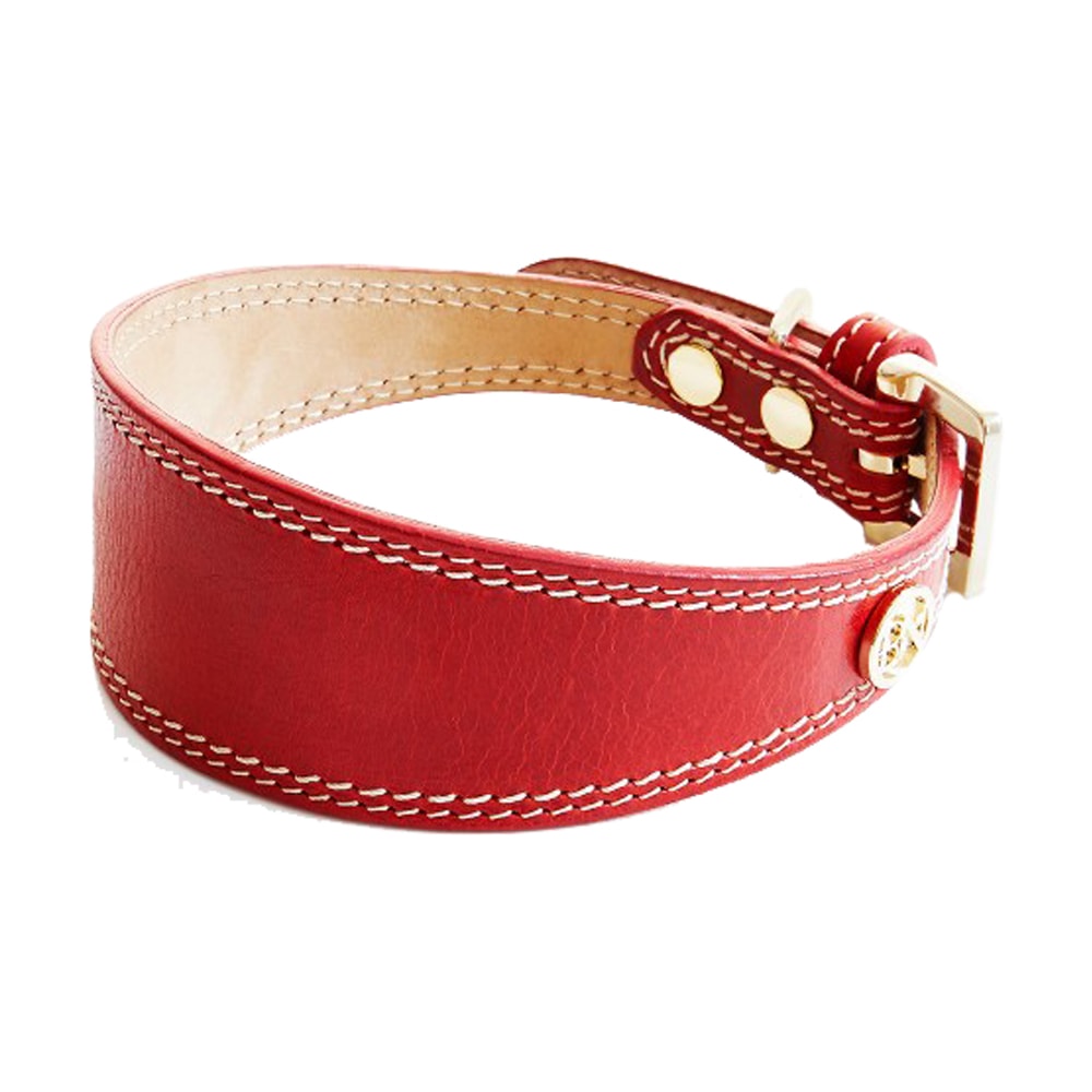 Bello di Nacci | Roma Hundhalsband, Rött Läder - Small