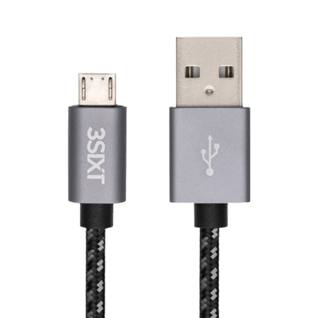 3sixT USB-A 2.0 till Micro USB Nylon-laddningskabel - 0 30 m