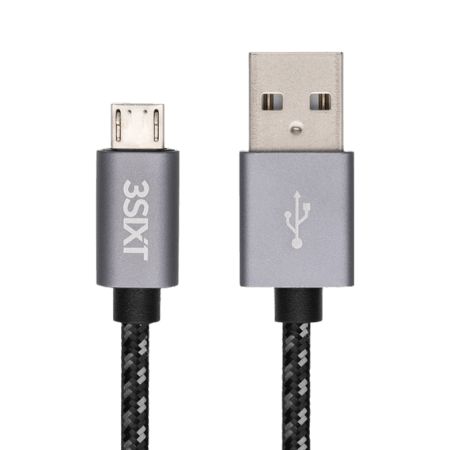 3sixT USB-A 2.0 till Micro USB Nylon-laddningskabel - 1 m