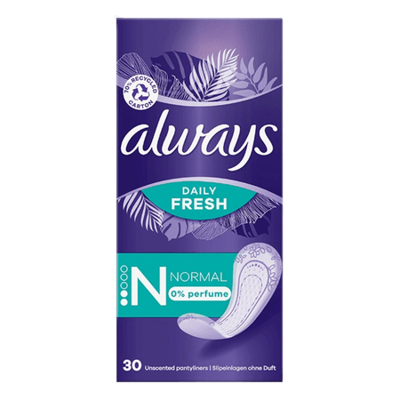 Always Daily Fresh Normal 0% Perfume Trosskydd - 30 st
