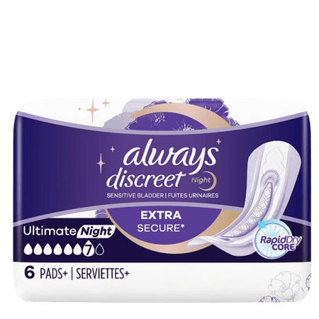Always Discreet Ultimate Night size 7 Sensitive Bladder Incontinence Pads - 6 st