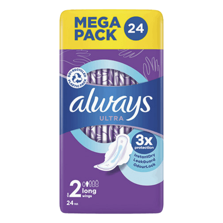 Always Ultra Long Size 2 Sanitary Pads With Wings - 24 st