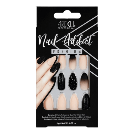 Ardell Nail Addict Black Stud & Pink Ombre Konstgjorda naglar - 24 st