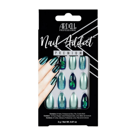 Ardell Nail Addict Green Glitter Chrome Konstgjorda naglar - 24 st