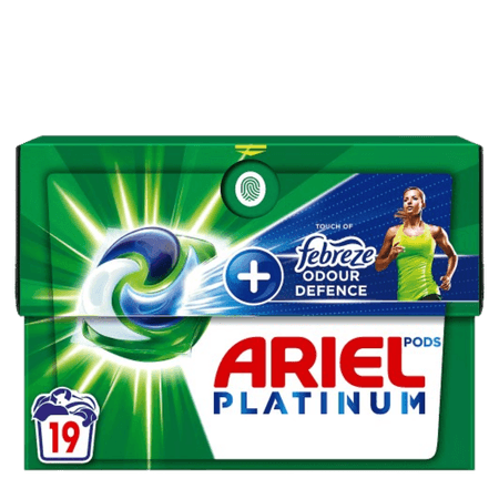 Ariel Platinum + Febreze Odour Defence Tvättkapslar - 19 st
