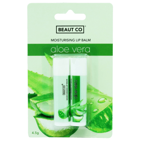 Beaut Co Återfuktande Aloe Vera Läppbalsam Twin Pack – 4.5 g
