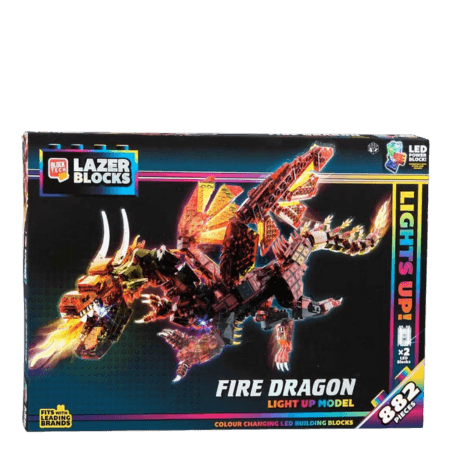 Block Tech Lazer Blocks Fire Dragon Light-Up Building Set – 882 st