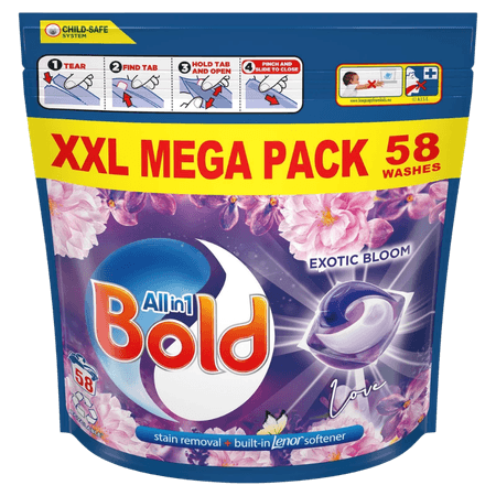 Bold All In 1 Exotic Bloom Tvättkapslar - 58 st