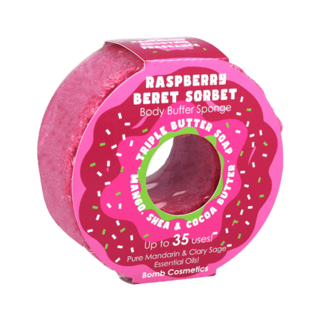 Bomb Cosmetics Raspberry Beret Sorbet Body Buffer Sponge