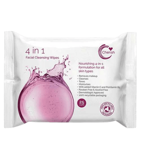 Cherish 4-i-1 Ansiktsrengöringsservetter - 25 st