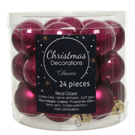 Decoris Mini julgranskulor Glas Lila - 24 st